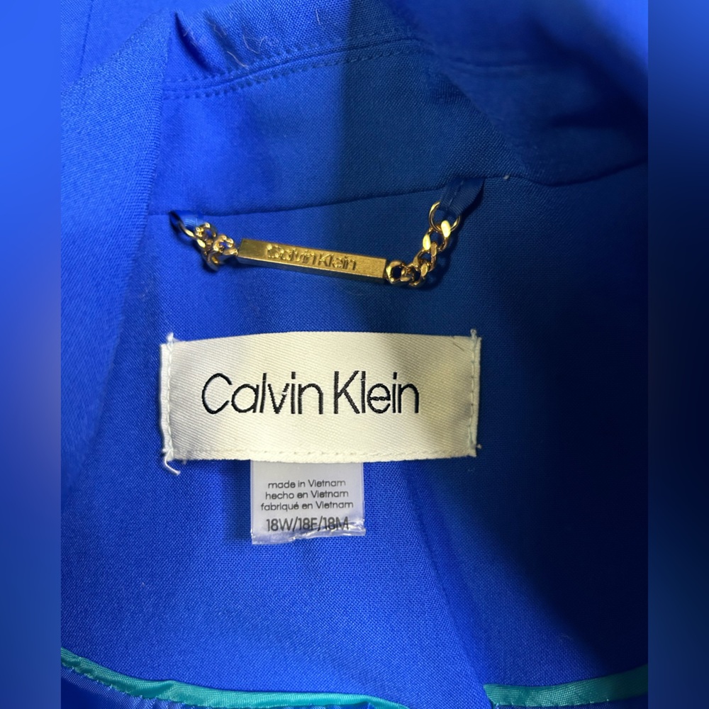 Calvin Klein Capri Blue Open Front Flap Pocket Suit Blazer size 18W - Picture 3 of 8
